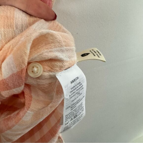 Madewell Pink Coral Central Tunic Shirt in Ombré Gingham Check Button down XS - Picture 13 of 16